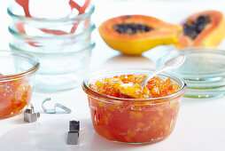 A jar of papaya and pineapple jam