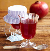 pomegranate jelly in a glass