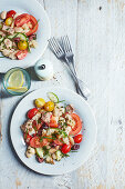 Mediterranean tuna salad with tomatoes, beans and olives