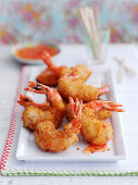 King prawns with coconut coating and chilli sauce