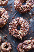 Chocolate-glazed doughnuts