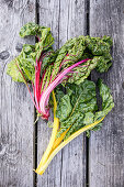 Chard on a wooden surface