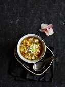Hot and sour prawn sweetcorn soup