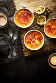 Passion fruit and coconut crème brûlée