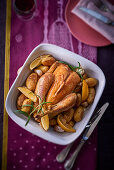 Roast chicken with potatoes