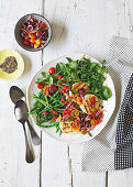 Chargrilled feta and green bean salad