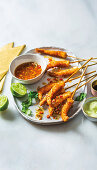 Coconut prawns with chilli-lime dressing and green mayo