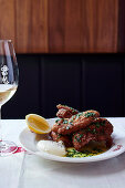 Fried chicken with garlic butter