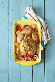 Summery roast chicken with vegetables and rosemary (Italy)
