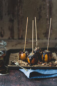 Halloween toffee apples with nuts