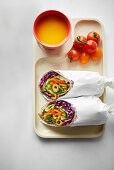 Veggie olive wraps with mustard vinaigrette