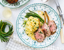 Lamb Rack with potato salad and wild asparagus
