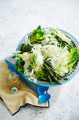 Grilled asparagus, fennel and cos salad