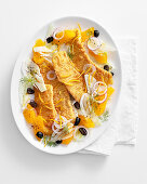 Panierte Putenschnitzel mit Fenchel-Orangen-Salat