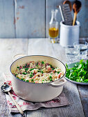 Ham and pea risotto