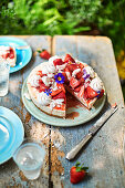 Eton mess cheesecake with strawberries