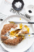 Egg in a bagel hole runny yolk