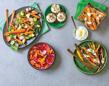 Four carrot ideas - Salad, cupcakes, fries and roasted