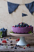 A blueberry and redcurrant cake for a party