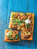 Sweet potato galette with crispy onions