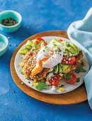 Corn fritter stacks with shaved baby marrow