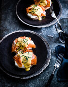 Eggs royale with smoked trout and yuzu Hollandaise