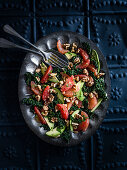 Cavolo nero, pink grapefruit, avocado and walnut salad