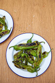 Grilled green peppers