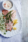 Dill roast salmon with fennel and aioli