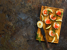Traditional smoked salmon with dill blini