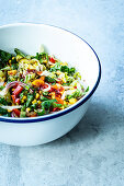 Pepper and corn salad with sweet chilli sauce