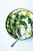 Tzatziki with courgette and roasted peppers
