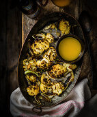 Charred cauliflower with beer butter sauce
