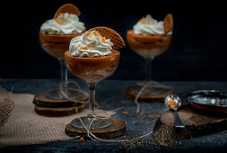 Pumpkin pie dessert with cream