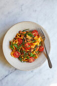 Crab pappardelle arrabbiata with samphire