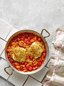 Baked cod and butter beans