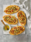 Pepper and halloumi pide