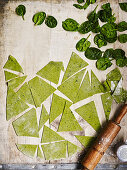 Green silk handkerchiefs (hand-cut spinach pasta)