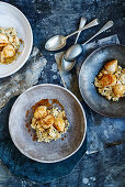 Seared scallops with brown butter and cauli 'risotto'