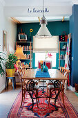 Dining room in colourful eclectic style