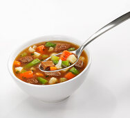Beef Vegetable Soup with spoon