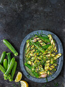 Lemon and mint marinated courgettes