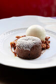 Chocolate fondant and crème fraîche sorbet