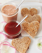 Raspberry curd and toast hearts for Valentine's Day
