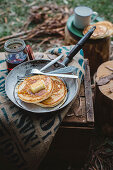 Camping breakfast pancakes