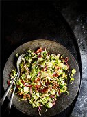 Italian-style shredded brussels salad with pancetta