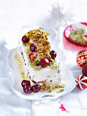 Panettone ice-cream with pistachio crumble