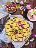 Easter saffron fudge with chocolate eggs