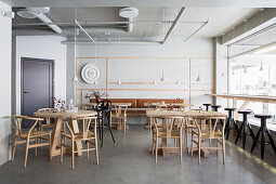 Scandinavian-style restaurant with minimalist furnishings