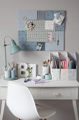 White desk with DIY organisers